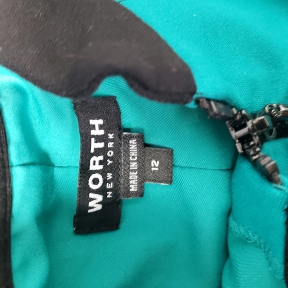 Worth New York Jade green black colorblock scuba dress size 12 NWT - Picture 8 of 11